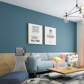 Modernus Minimalistinis Šiaurės Stiliaus Morandi Neaustinių Ekrano Užsklanda Namų Vientisa Spalva Šviesiai Mėlyna Kambarį Miegamojo Tapetai Melsva