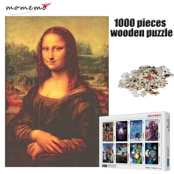 MOMEMO Mona Lisa Pjūklelis dėlionės (Galvosūkiai) 1000 Vienetų Medinė Dėlionė Žinomų Tapybos 1000 Vienetų Suaugusiųjų Montavimas Galvosūkiai, Vaikų Žaislas