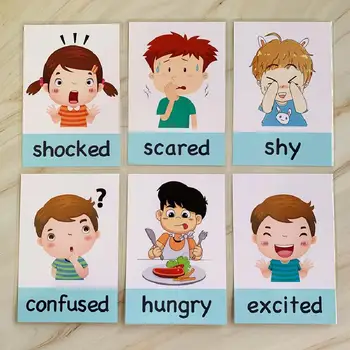 Montessori 14pcs Kūdikių anglų kalbos Mokymosi Korteles Žaislai Vaikams Anksti Emocinis Korteles Ikimokyklinio Atminties Žaidimai Vaikams, Žaislų, Dovanų