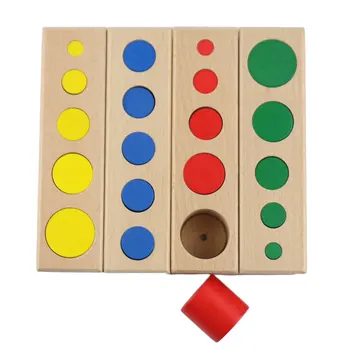 Montessori Jutimo Žaislai, Edukaciniai Žaislai, Spalvinga Cilindrų Nustatyti Buko Medienos Spalvotų Blokų Matematikos Mokymo Žaislai E2464H