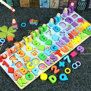 Montessori Ugdymo Žaislai Vaikams Valdybos Medinis Žaislas Matematikos Žvejybos Skaičius Numeriai Skaitmeninės Formos Rungtynių Pradžioje Švietimo Vaikų Dovanų