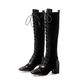MORAZORA 2020 karvės odos kelio auliniai batai moterims aikštėje kojų nėrinių mados batai aukštakulniai rudens batai elegantiška suknelė bateliai