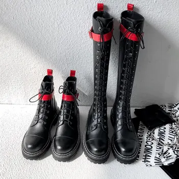 MORAZORA 2020 Nauji natūralios odos batai moterims punk kovoti su platforma batai ponios avalynė rudens žiemos kelio auliniai batai moterims