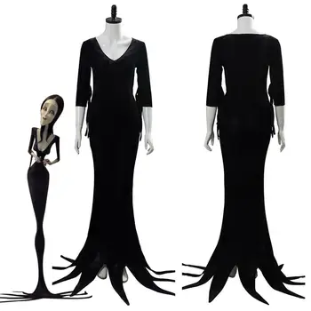 Morticia Addams Kostiumas Suknelė Cosplay Kostiumų Suaugusių Moterų Juoda Suknelė Tiktų Vienodas