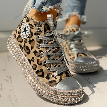 Moteris Pavasarį Leopardas spausdinti Drobės Mados Sportbačiai, kalnų krištolas china butas Laukinių moterų batai Jaunimo laisvalaikio bateliai Plius Dydis 2020 m.