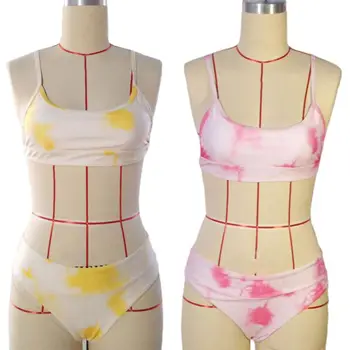 Moteris Seksuali Bikini tie Dažai Gradientas Tvarstis maudymosi kostiumėlį Push Up Aukštos Sumažinti Paplūdimio T4MF