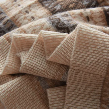 Moteris Spausdinti Megztiniai Grynos Merino Vilnos Megzti susagstomi megztiniai Moterų Naujos Mados 6Colors ilgomis rankovėmis Oneck Džemperiai Bohemijos