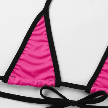 Moteriški Vasaros apatinis Trikotažas Naktį Nustatytas Minimalus Padengti Micro Bikini maudymosi kostiumėlį Apynasrio Kaklo Savarankiškai kaklaraištis Bra Top su G-String Kelnaičių Apatiniai