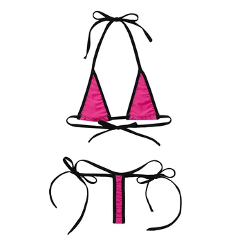 Moteriški Vasaros apatinis Trikotažas Naktį Nustatytas Minimalus Padengti Micro Bikini maudymosi kostiumėlį Apynasrio Kaklo Savarankiškai kaklaraištis Bra Top su G-String Kelnaičių Apatiniai