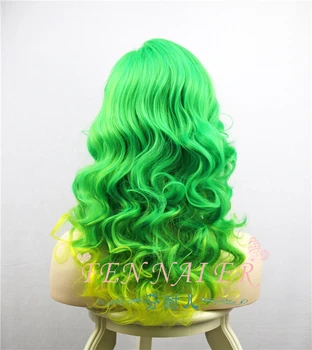 Moterys, Merginos Žalia Geltona Sintetinių Lolita Veido Plaukų, Helovyno Cosplay Saldus Hairwear Mišrios Spalvos