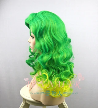 Moterys, Merginos Žalia Geltona Sintetinių Lolita Veido Plaukų, Helovyno Cosplay Saldus Hairwear Mišrios Spalvos