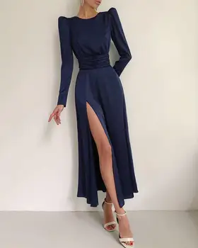 Moterys Rudens Stilius Derliaus Visą Rankovėmis Backless Varčias Vidurio Bodycon Suknelė 2020 Dizaineris Įžymybė Vakare Šalis Suknelė Vestios
