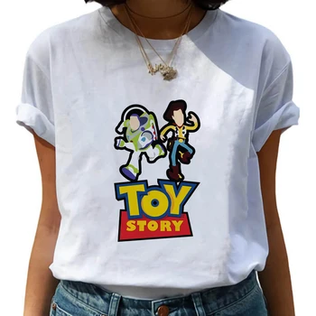Moterys vasarą Merginos Laisvalaikio marškinėliai trumpomis Rankovėmis O Kaklo Laisvus Marškinėlius Toy Story Woody Buzz Lightyear Spausdinti Unisex Viršūnes Dropship