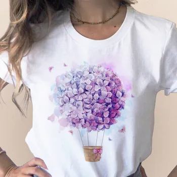 Moterų 2020 m. Vasarą trumpomis Rankovėmis Gėlių Gėlių Mados Lady T-shirts Top Marškinėliai Moteriški Vyriški Grafinis Moterų Tee Marškinėliai