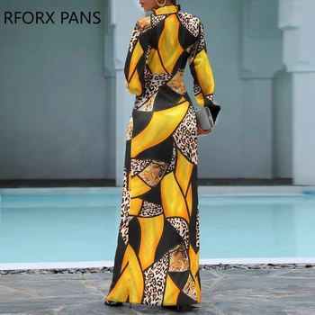 Moterų Cheetah Spausdinti Colorblock Susuktų Aukšto Ritininės Marškinėliai Suknelė Maxi Bodycon Suknelė Elegantiškas Šalis Suknelė