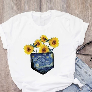 Moterų Grafinis Knygos Gėlių Tapybos Mados Spausdinti Vasaros T-Shirt Marškinėliai Topai Lady Drabužiai, Moteriški Drabužiai Tee Moterų Marškinėliai