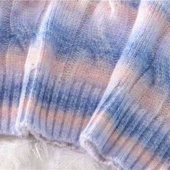 Moterų Ilgas Rankovėmis O-Kaklo Džemperis Vaivorykštė Tie Dažai Dryžuotas Megztinis Viršuje Harajuku Candy Spalva Negabaritinių Laisvas Megztinis Marškinėliai