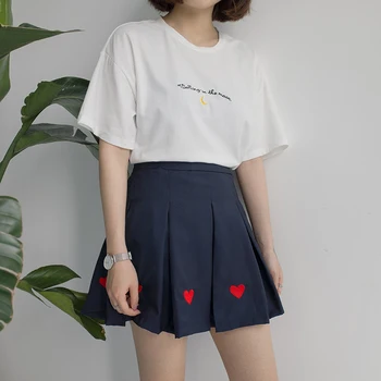 Moterų korėjos Kawaii Tunika Moterims Meno Saldus Užrašu Mėnulis Siuvinėjimo T-marškinėliai, moteriški marškinėliai Japonija Harajuku Ponios Derliaus