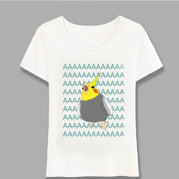 Moterų Marškinėliai Afrikos Pilkoji Papūga AAA Print T-Shirt Mielas Cockatiel Dizaino Mergina Atsitiktinis Viršūnes Paukščių Mylėtojas D Mergina Tees Harajuku