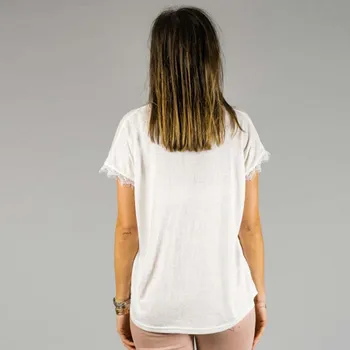 Moterų Marškinėliai Gilia V Susiuvimo Nėrinių Krašto T-shirt Lace V-Neck