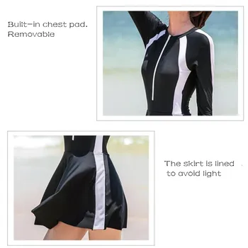 Moterų maudymosi kostiumėliai Siamo Sijonas ilgomis rankovėmis plius dydis maudymosi kostiumėlį Naršyti bodysuit Paplūdimio Hidrokostiumą, Maudytis, Plaukti Dėvėti