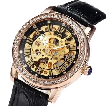 Moterų Mechaninių Laikrodžių Prekės ženklo Prabangus Automatinis Mechaninis Skeletas, Laikrodžiai Moterims, Diamond Ponios Laikrodžiai Relogio Faminino