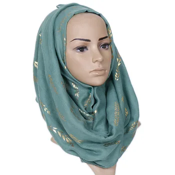 Moterų Mercerized Medvilnė, Plonas, Šalikai, Hijab Musulmonų Turbaną Ilgas Šalikas Skarelė Mirguliavimas Aukso Kviečių Islamo Drovumo Wrap 180x70cm