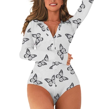 Moterų Mielas Spausdinti Seksualus bodysuit playsuits moteriška pižama Clubwear Pijama sleepwear trumpas jumpsuit sleepwear