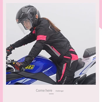 Moterų Motociklo Striukė, Kelnės Vasarą Ponios Jojimo Lietpaltis Saugos Kostiumas su 9pcs Apsauginių Įrankių bei Vandeniui atsparus Pamušalas JK-52