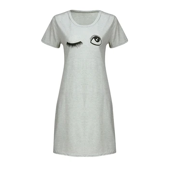 Moterų Nightgowns Vasaros Sleepwear Atsitiktinis Mielas Miego Marškinėliai Spausdinami Naktį Suknelė Trumpomis Rankovėmis Animacinių Filmų Naktiniai Drabužiai Lingeries Girl