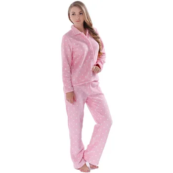 Moterų Pižamos Žiemą Šiltas Sleepwear Pižama Kostiumai Plius Dydis Namų Drabužių Koralų Fleece Top & Ziajać Pižamos Nustatyti Pižama Moterims