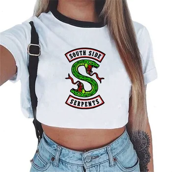 Moterų Riverdale Tracksuit Pietų Pusėje Žalčių Cosplay Kostiumai, pietų pusėje serpen Atsitiktinis Viršūnes Atspausdintas T-shirt girl Vasaros Komplektai
