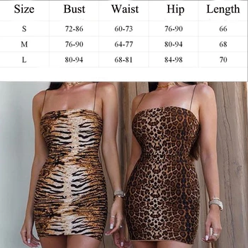 Moterų Sexy Bodycon Spageti Dirželis Rankovių Paplūdimio Suknelė Leopard/ Tigras Modelio Spausdinimo Trumpa Mini Suknelė
