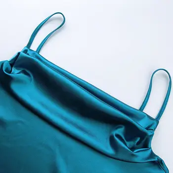 Moterų Spageti Dirželis Mėlyna Mini Suknelė Seksualus Bodycon Tvarstis Atsitiktinis Šalies Velniop Kaklo Satino, Šilko Jaustis Trumpą Pieštuką Suknelės