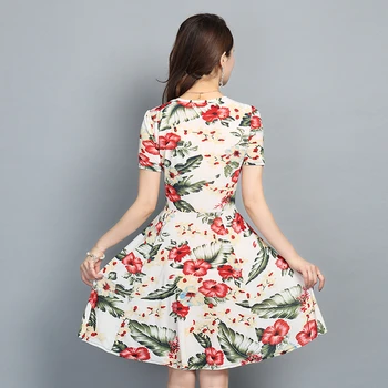 Moterų Stiliaus Sundress Elegantiškas Retro Gėlių Spausdinti Vasaros Suknelės V-kaklo Atsitiktinis trumpomis Rankovėmis Suknelė Vestidos De