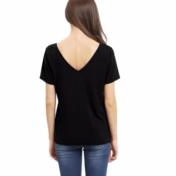 Moterų sutampa marškinėliai Megztinis t-shirt juoda balta pilka coress topai marškinėliai, NV57 E