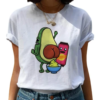 Moterų Ullzang Animacinių filmų Juokingi marškinėliai 90s Mielas Grafinis Marškinėlius Harajuku korėjos Stiliaus Viršaus Tees Moterų Nauja Avokado Kawaii T Shirts