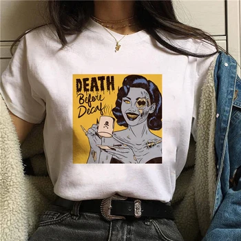 Moterų Velnias Gotikos T-Shirt Moterims degintis Spausdinti Grunge Estetinės Goth Marškinėliai Tamsiai Edgy Mados Streetwear Grafinis Tee