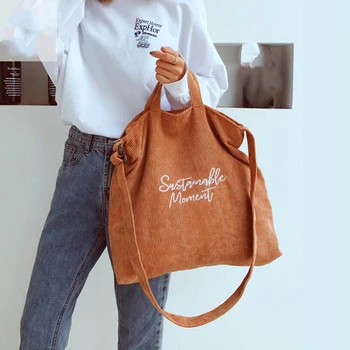 Moterų Velvetas Canvas Tote Ponios Atsitiktinis Pečių Maišą Pirkinių Shopper Vertus Moterų Messenger Korėjos Mados Rankinės Bag