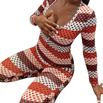 Moterų Vienos dalies Pižama Nustatyti, Pavasarį, Rudenį Šiltas Atsitiktinis Seksualus ilgomis Rankovėmis Slim Kelnės Jumpsuit Sleepwear Homewear Onsies Moterys