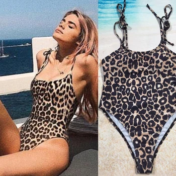Moterų Vientisi Maudymosi Kostiumėliai 2018 Seksualus Leopardas Spausdinti Bikini Viršūnes Maudymosi Kostiumėlį Ponios Paplūdimio Vientisas Maudymosi Kostiumėlis Paplūdimio Trikini