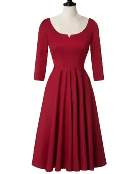 Moterų Vintage suknelė Įgulos kaklo, 3/4 Rankovės švytuoklės Atsitiktinis suknelė Pavasarį ir Rudenį Naujų Elegantiška Prom Moterų B91