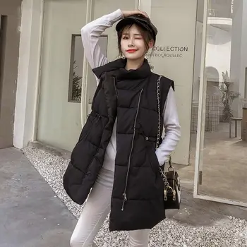 Moterų Žiemos 2020 Naujas korėjiečių Stiliaus Slim-Fit Raišteliu žemyn Striukė Medvilnės-Paminkštintas Drabužius Liemenė Liemenė