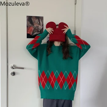 Mozuleva 2020 M. Trijų Standartinių Tvarkingas Kalėdų Laisvi Megztiniai Megztinis O-Kaklo Visą Puloveriai Žiemos Drabužių Moterims, Negabaritinių Megztinis