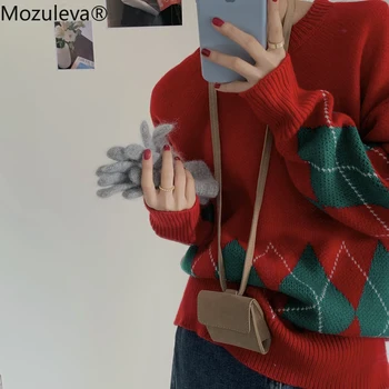 Mozuleva 2020 M. Trijų Standartinių Tvarkingas Kalėdų Laisvi Megztiniai Megztinis O-Kaklo Visą Puloveriai Žiemos Drabužių Moterims, Negabaritinių Megztinis