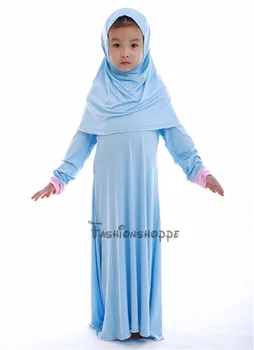 Musulmonų Islamo Mergina Suknelė ilgomis Rankovėmis Suknelės Abaja Kaftan Mergaitės Suknelė+Hijab 2vnt Kostiumai Combinaison Musulman Enfant Drabužiai