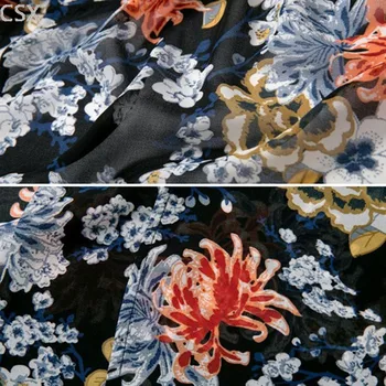 MwOiiOwM Moterims Palaidinės Kimono Megztinis Šifono Kailio Striukė Spausdinti Kutas Kutais Skara Mados Šifono Palaidinės S-L