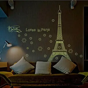 Myli Paryžiuje, Eifelio Bokštas Liuminescencinės Šviesos Lipdukai Gyvenimo Kambario Sienos Lipdukas Namų Dekoro adesivo de parede