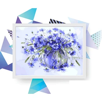 Mėlyna Gėlė Diamont Tapybos Gėlių 5D Diamond Mozaikos Kryželiu Rinkiniai EmbroideryDiamond Meno Tapybos Rinkiniai