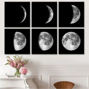Mėnulis Mėnulio Užtemimas Procesas Kraštovaizdžio Apdailos Dažymo Kambarį Tyrimą, Kabinti Paveikslų Namų Puošybai Sienos Menas Drobė, Aliejus